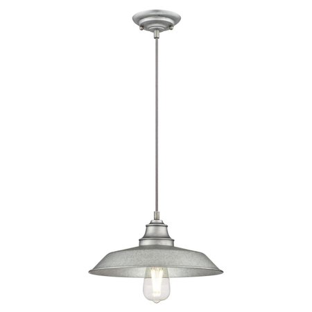 WESTINGHOUSE Pendant 60W Iron Hill 12In Broad Galvanized Steel Shade 6354600
